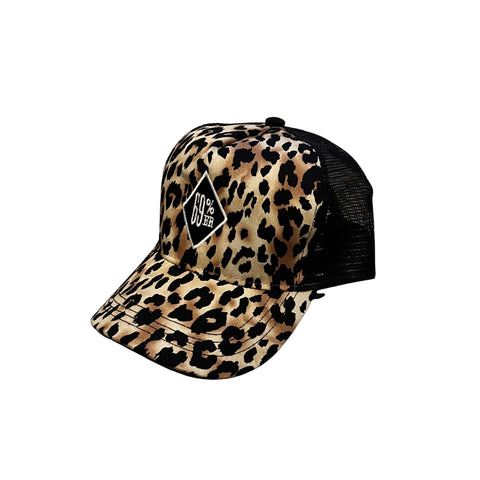 THIGHBRUSH® "69% ER DIAMOND COLLECTION" - Ponytail Trucker Snapback Hat - Leopard