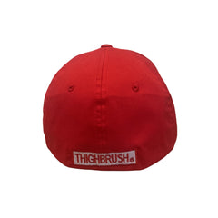 THIGHBRUSH FLEXFIT HAT IN RED WITH WHITE LOGO