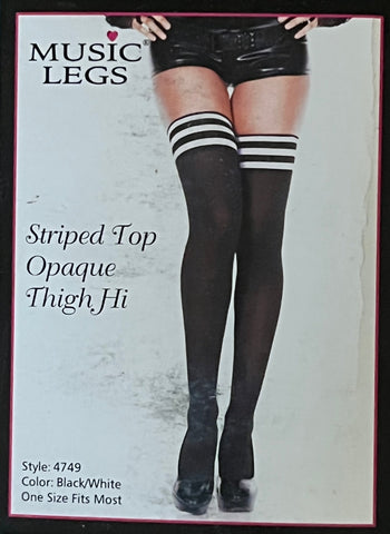 THIGHBRUSH® - Thigh Hi Socks  - White with Black - Plain