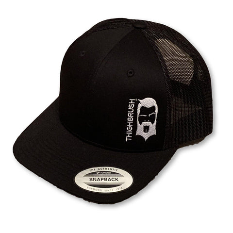 THIGHBRUSH® BLACK SNAPBACK HAT WITH WHITE LOGO