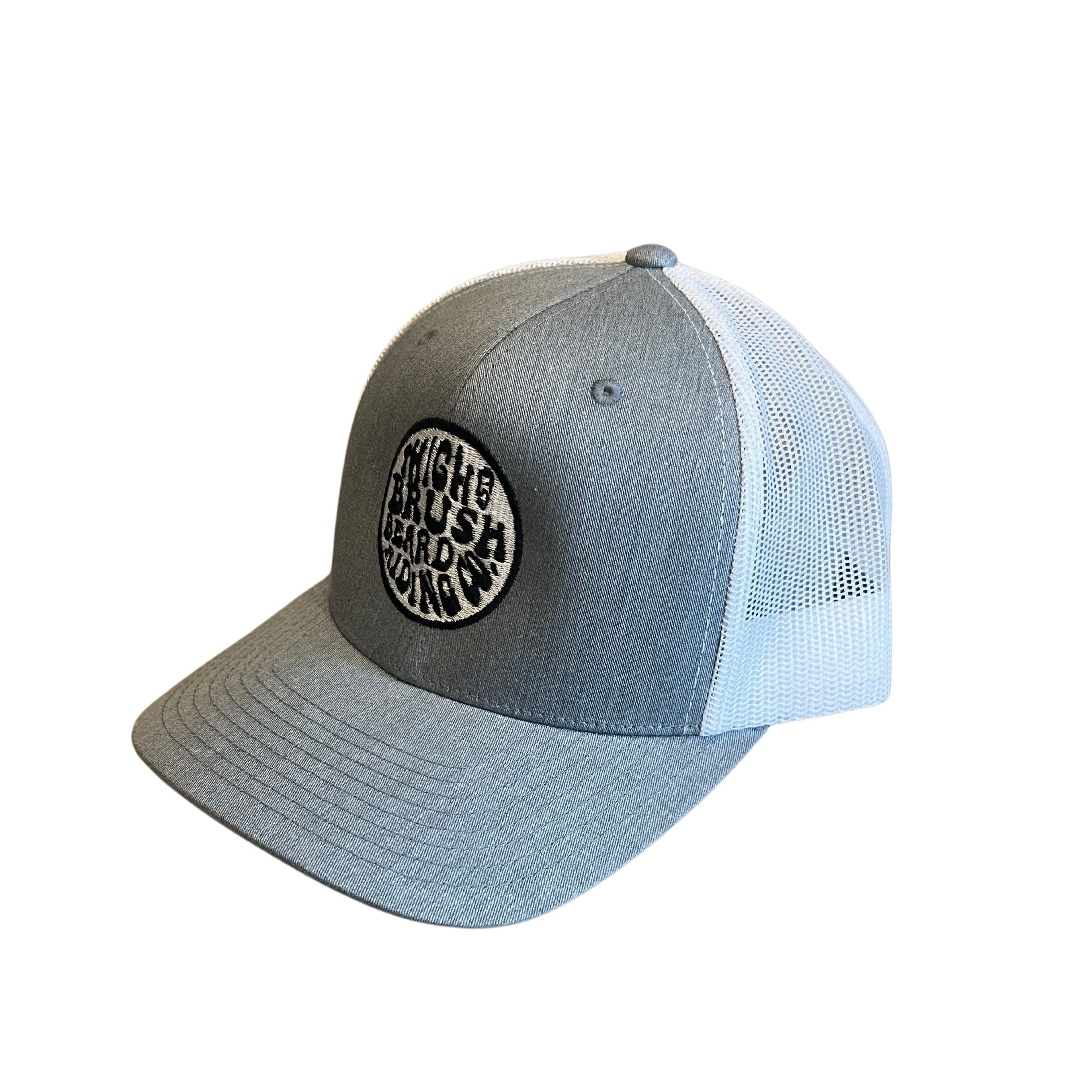 THIGHBRUSH® BEARD RIDING COMPANY - Trucker Snapback Hat - Heather Grey and White