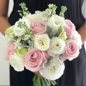 wedding arch bridal bouquet rustic bespoke roses hydrangea red pink pastel elegant