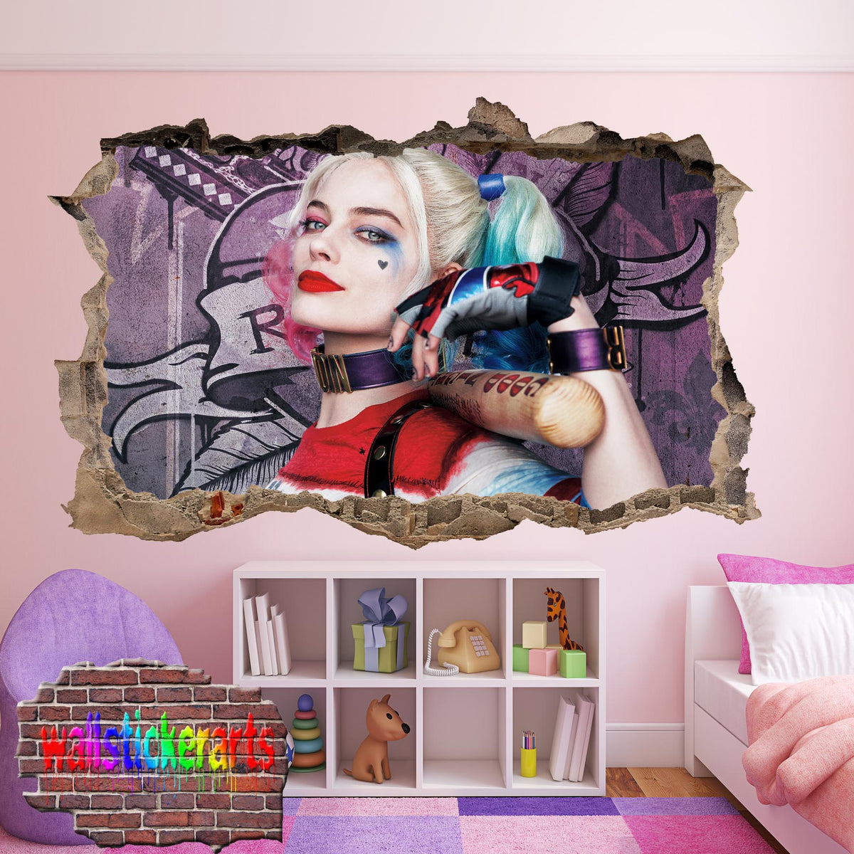 SUICIDE SQUAD HARLEY QUINN WALL STICKER 3D ART POST