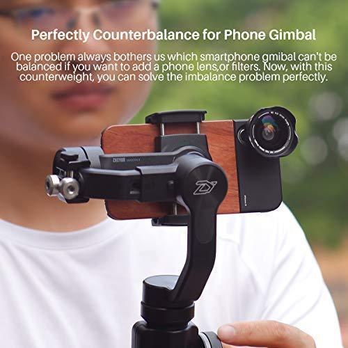 Universal Counterweight for DJI Osmo Mobile 2,Zhiyun Smooth 4,Smooth Q,Feiyu Vimble and Other Phone Mount Weight Moment Phone Lens Filter Supports Up to 64g（PT4）