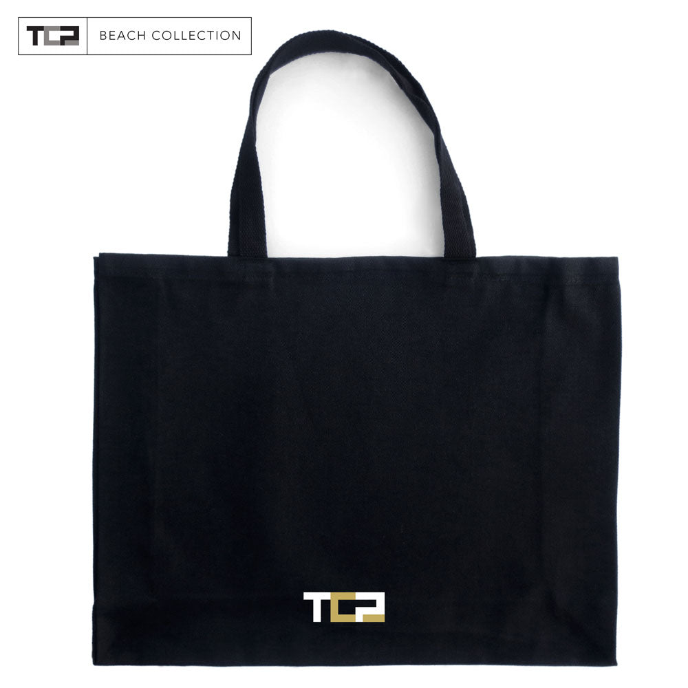 black and gold beach bag