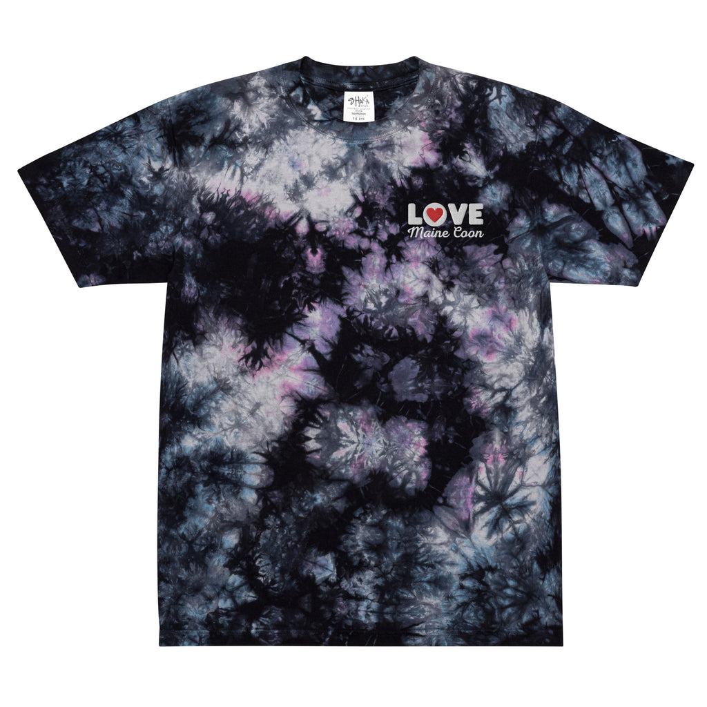 Love Mainecoon Embroidery Tie-dye T-shirt