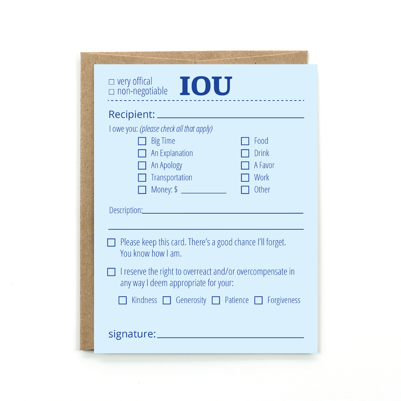 IOU Card Public School Paper Co.