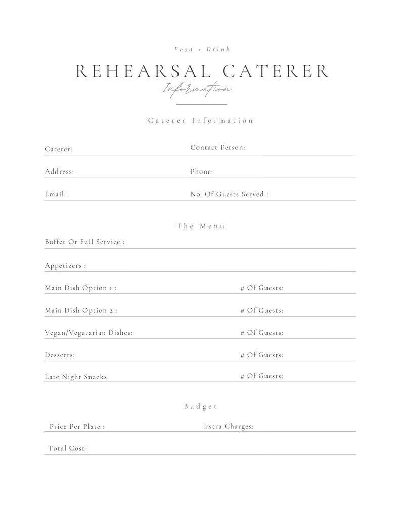 wedding planner and comparison for caterer for reception