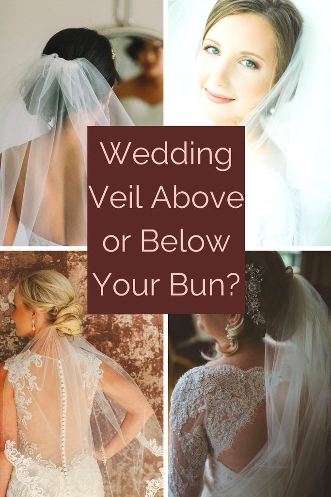 How To Best Wear A Wedding Veil With A Low Updo Bun Hairstyle – One  Blushing Bride Custom Wedding Veils