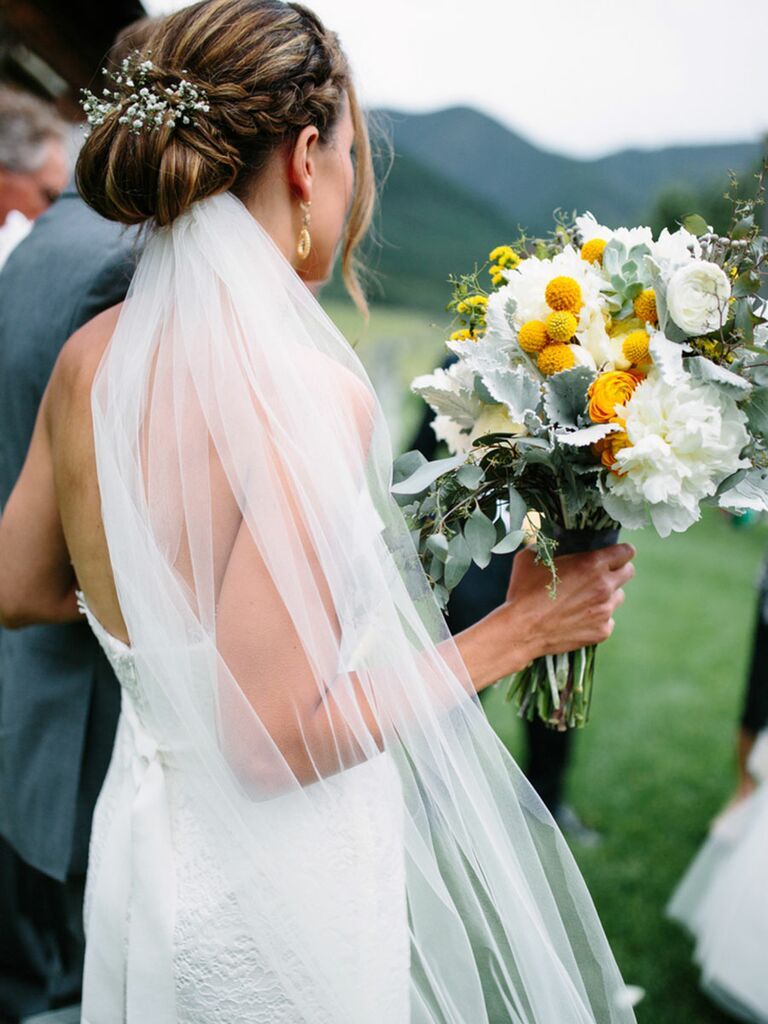 wedding hair with veil underneath