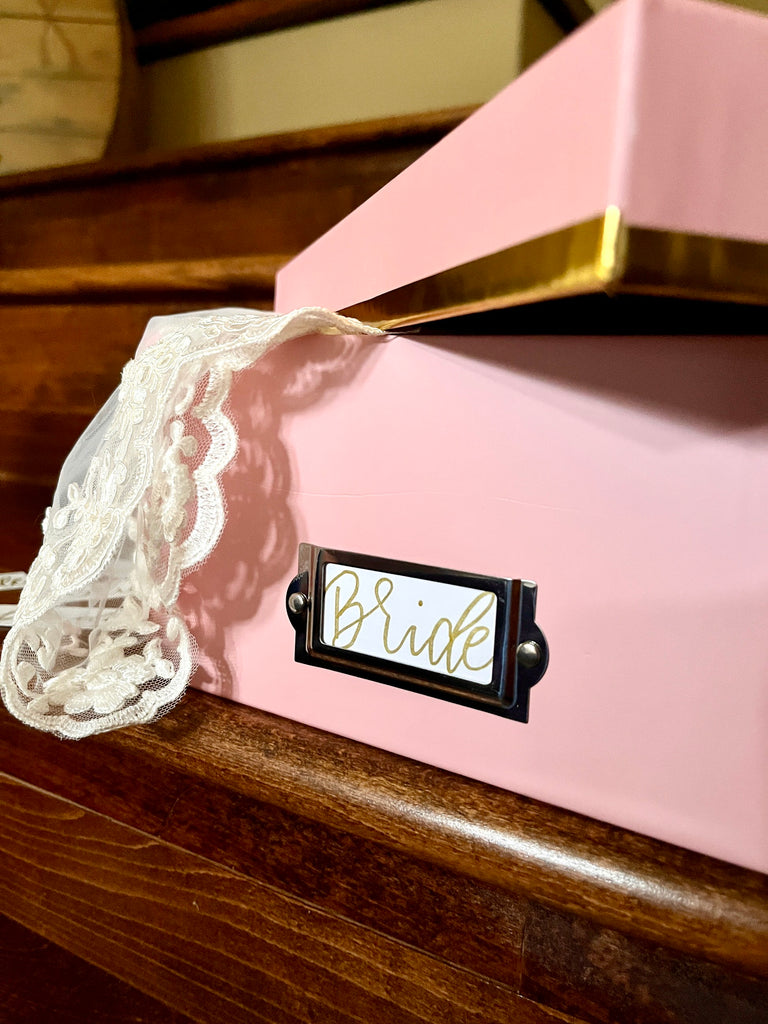 wedding veil and dress preservation box in pink