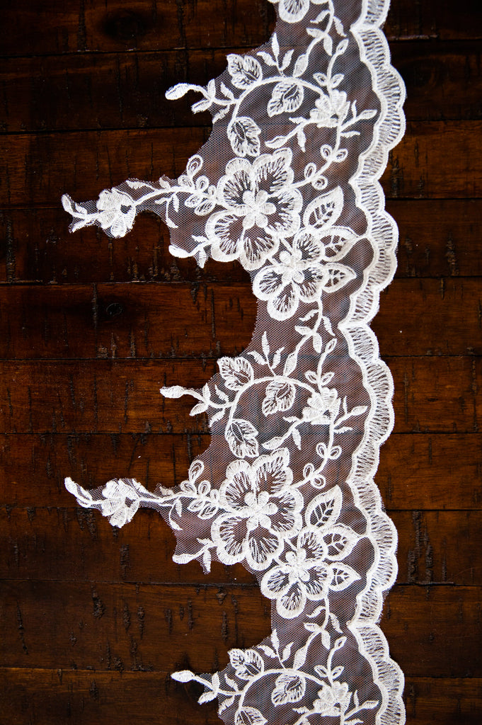 wide wedding veil embellished lace edge for dramatic brides