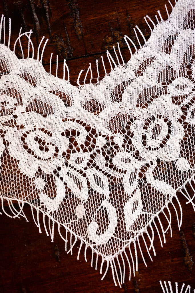 scallop rose floral chantilly lace wedding veil trim in ivory for custom bespoke accessories