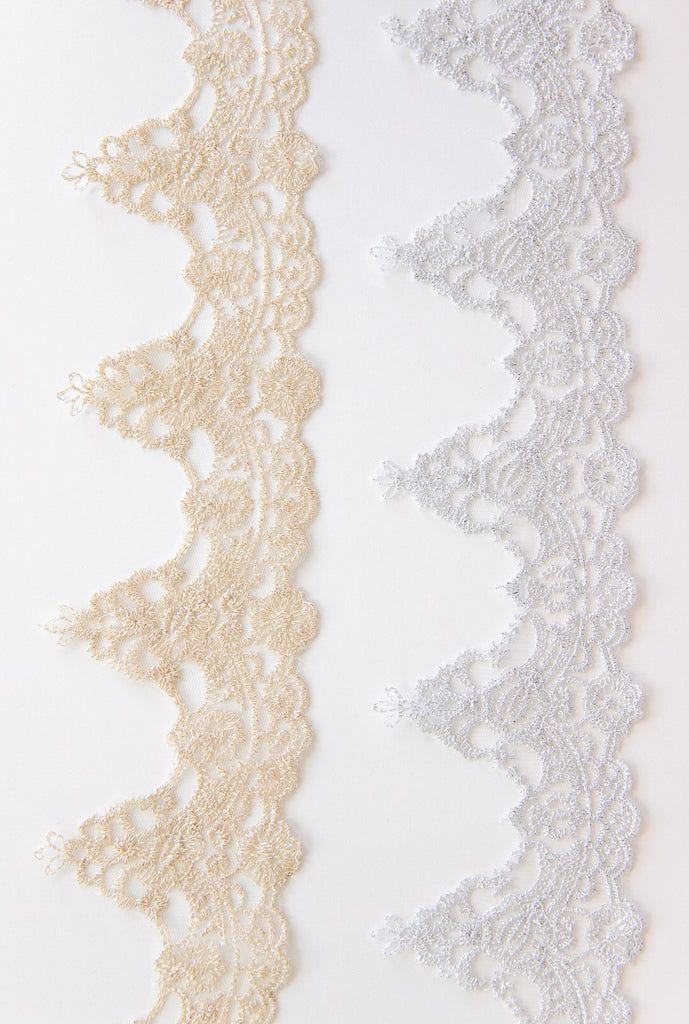 gold and silver sparkly embroidered veil trim