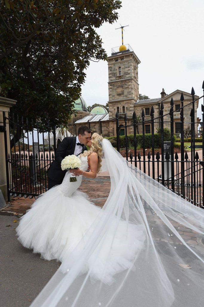 Heavy Scatter Swarovski Rhinestone Cathedral Bridal Veil White Ivory  Champagne