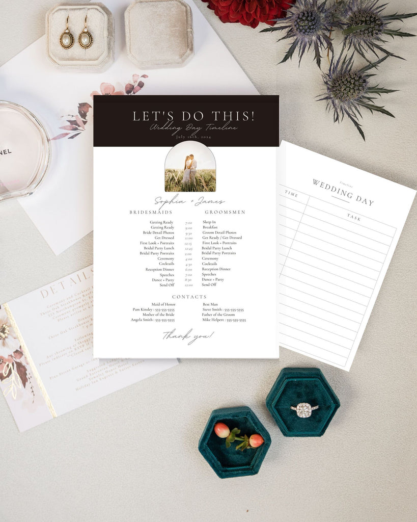 editable Canva template wedding day itinerary and schedule with checklist