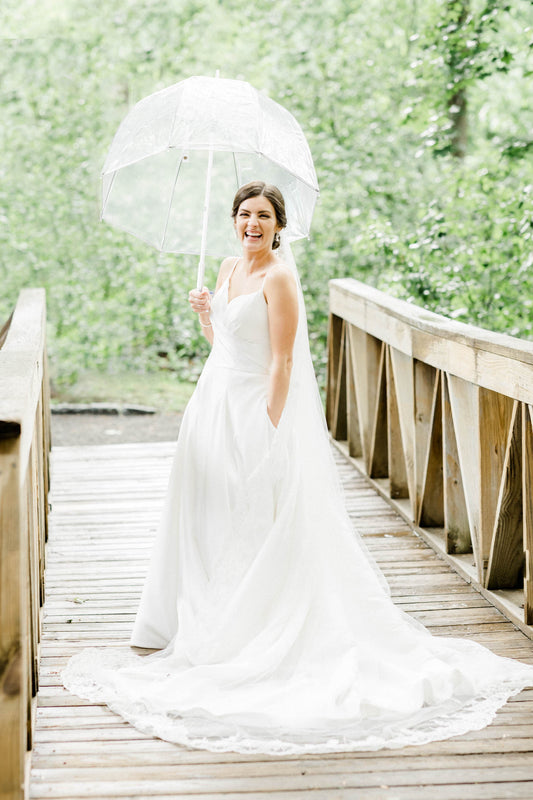 Thin Scalloped Lace Chapel or Cathedral Wedding Veil