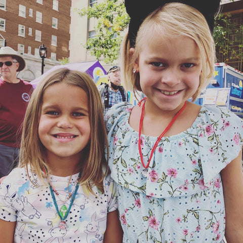 Happy little customers with little reminder necklaces