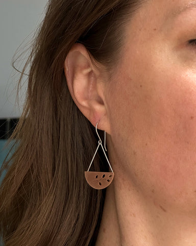 Copper botanical contain earrings