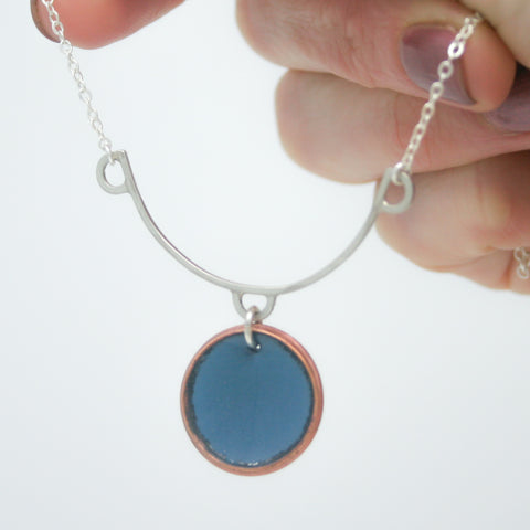 enameled penny necklace on sterling silver 
