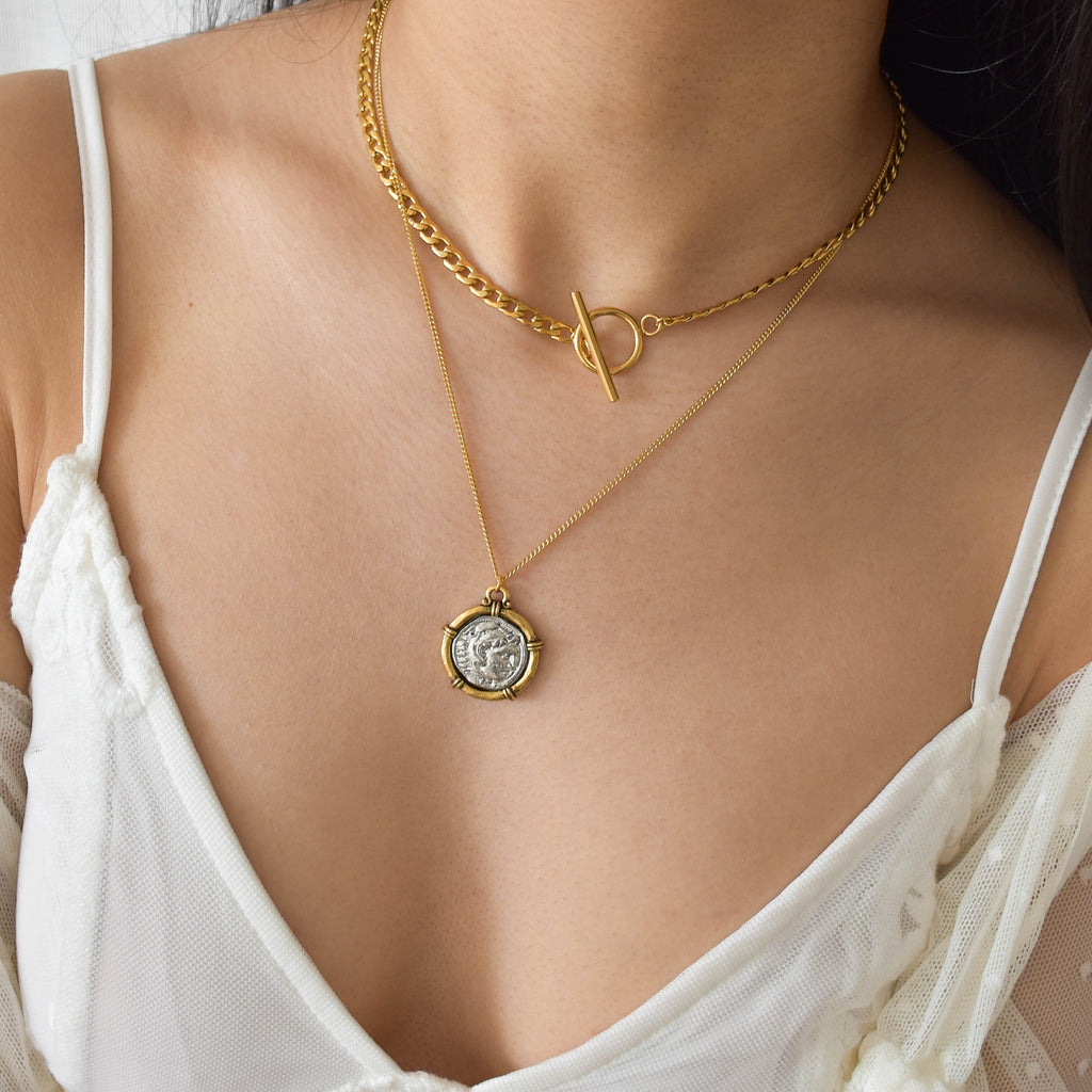Silver and Gold Chunky Coin Necklace – Vedern