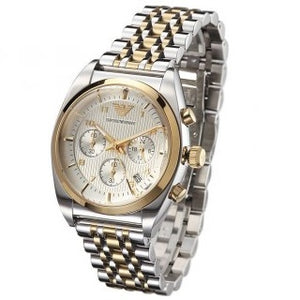 emporio armani silver and gold watch