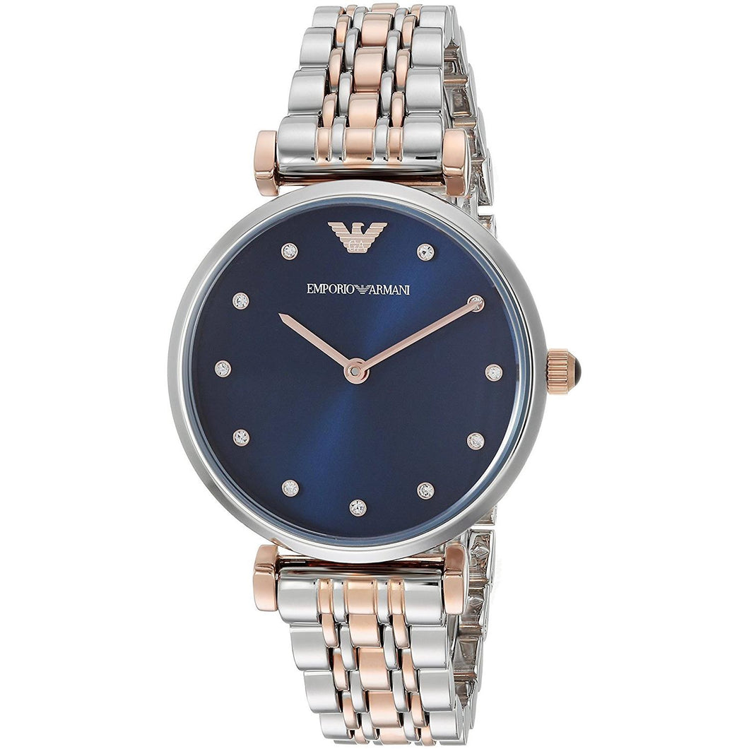 EMPORIO ARMANI | Midnight Blue / Rose Gold Gianni T-Bar Ladies' Watch ...