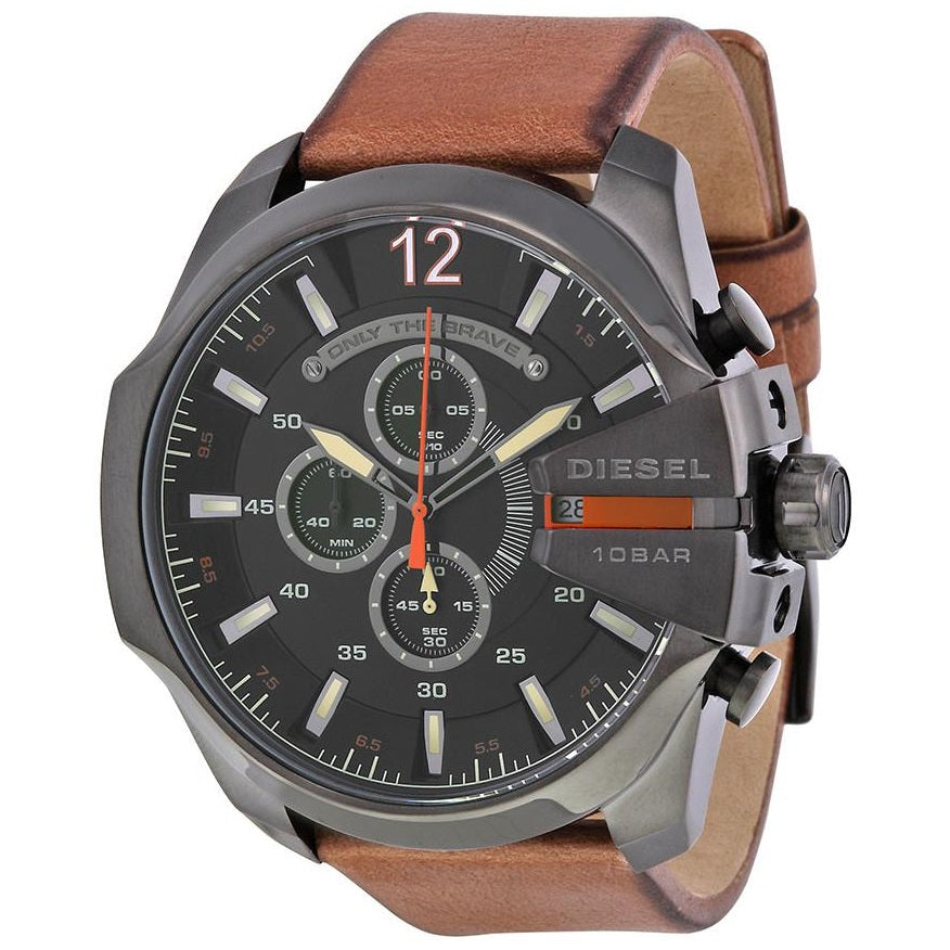 diesel watches brown leather