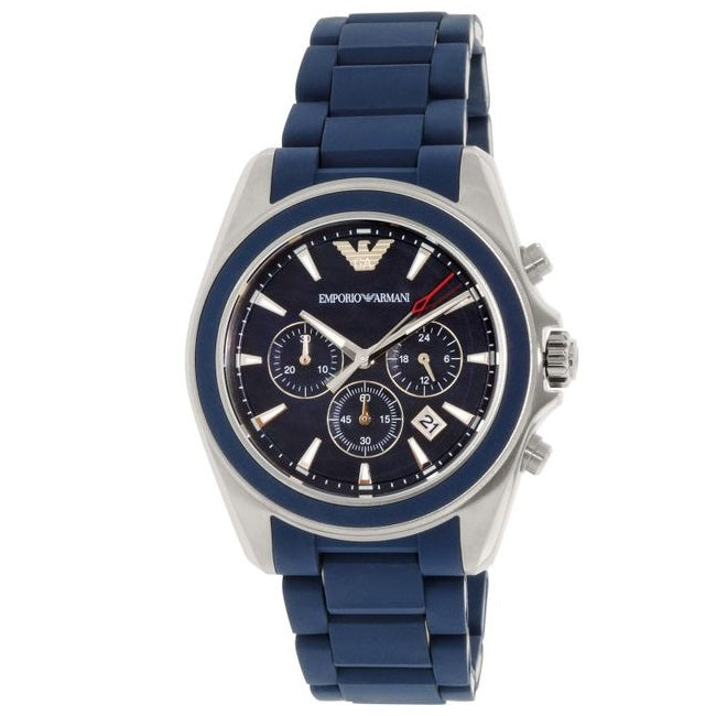 emporio armani blue chronograph watch