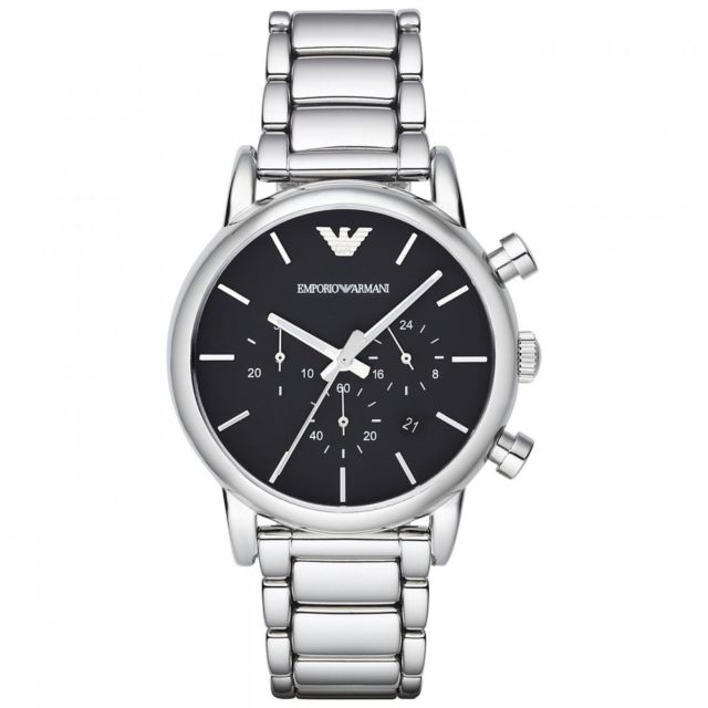 emporio armani watch men's black leather strap ar2447