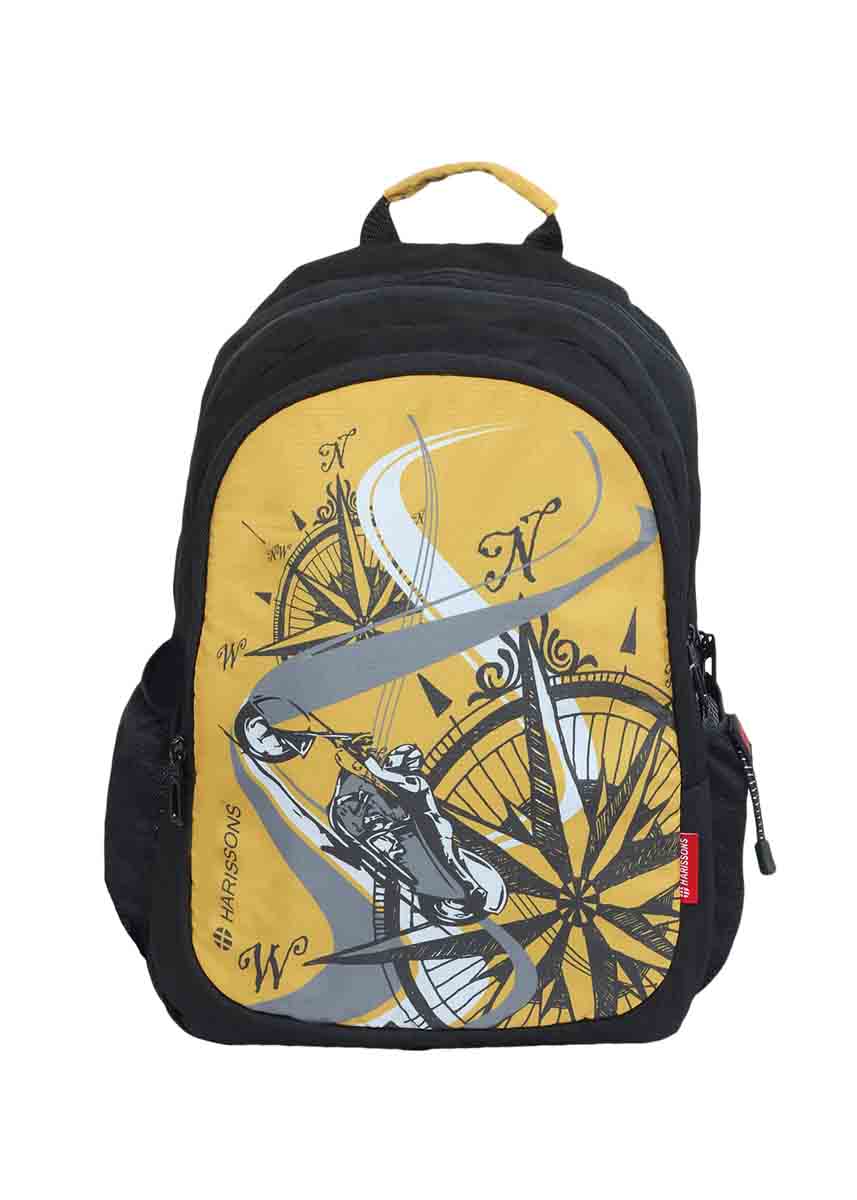 yellow college backpack