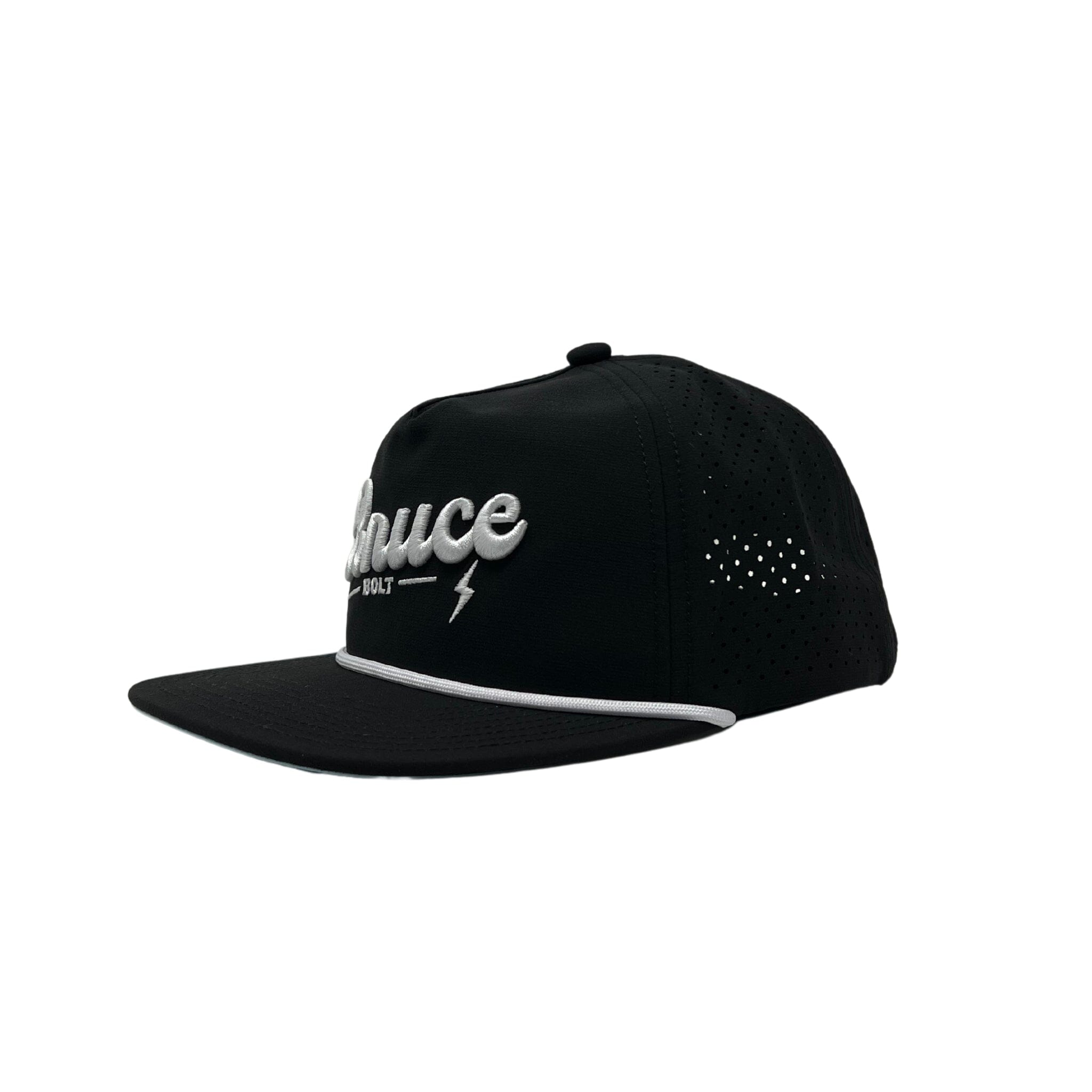 Image of BRUCE BOLT Rope Snapback with White Stitched Logo - BLACK