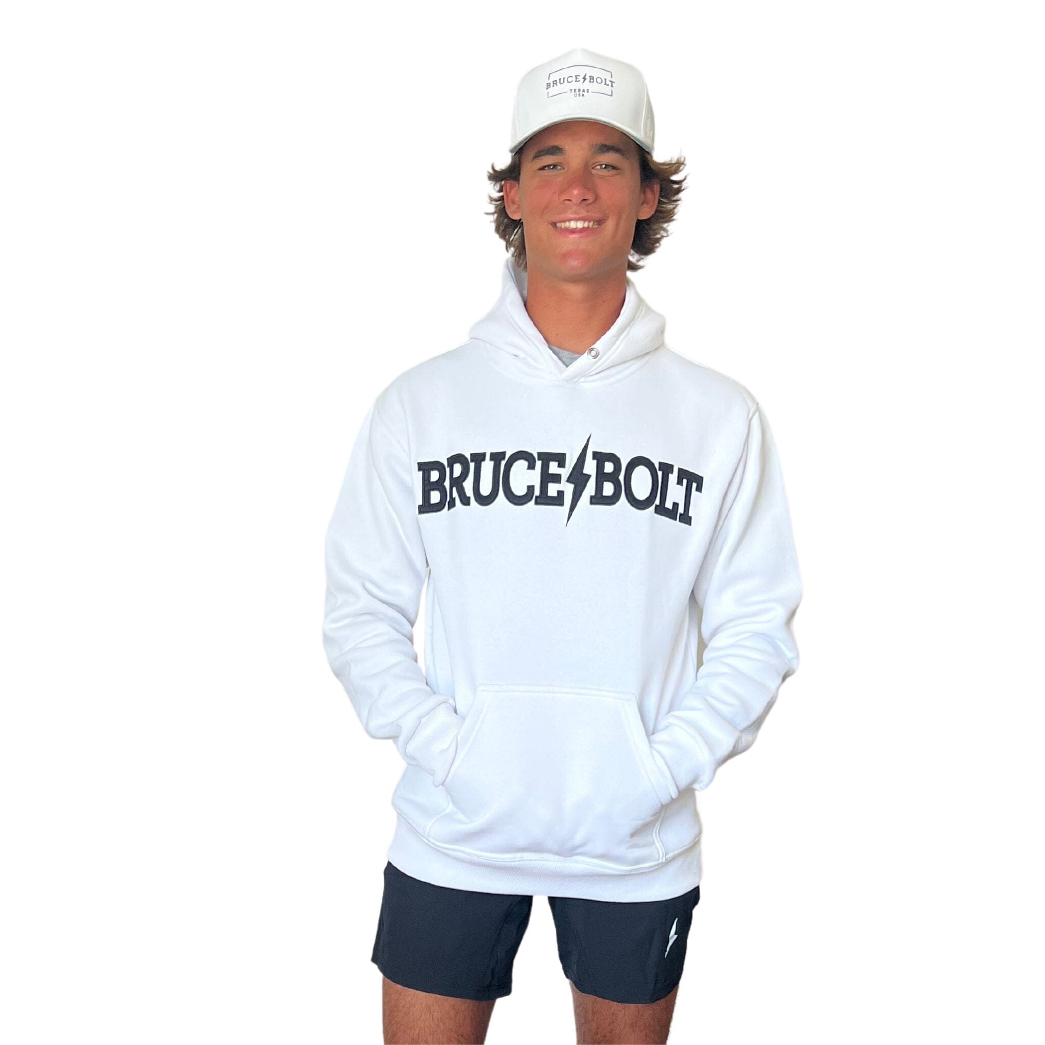 Image of BRUCE BOLT "BRUCE BOLT" Hoodie - WHITE