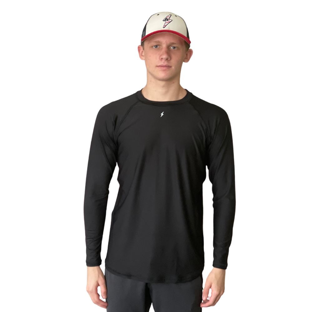 Image of BRUCE BOLT Long Sleeve Performance T-Shirt with Reflective Bolt- BLACK