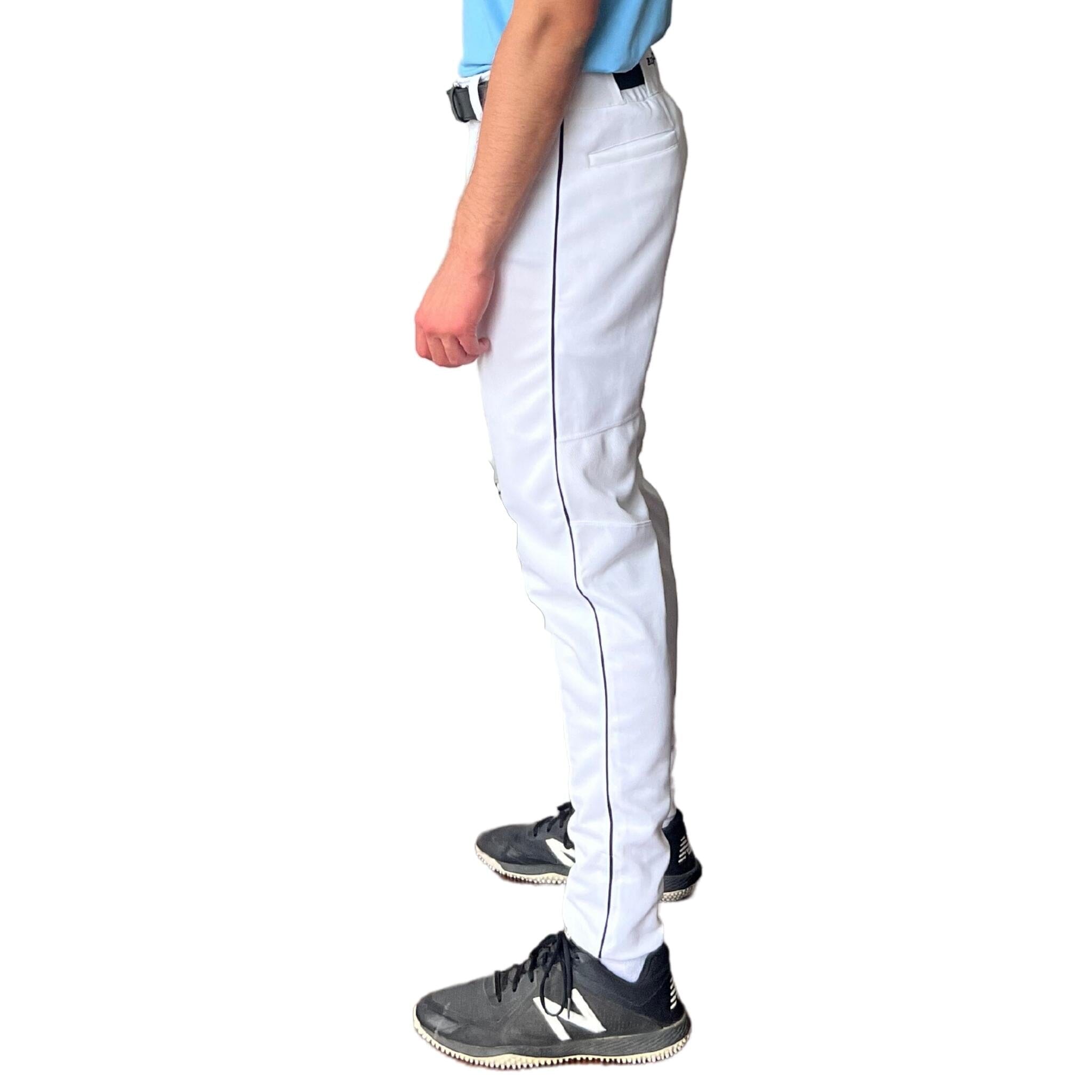 Image of BRUCE BOLT Premium Pro Baseball Pant - WHITE w/ Black Piping