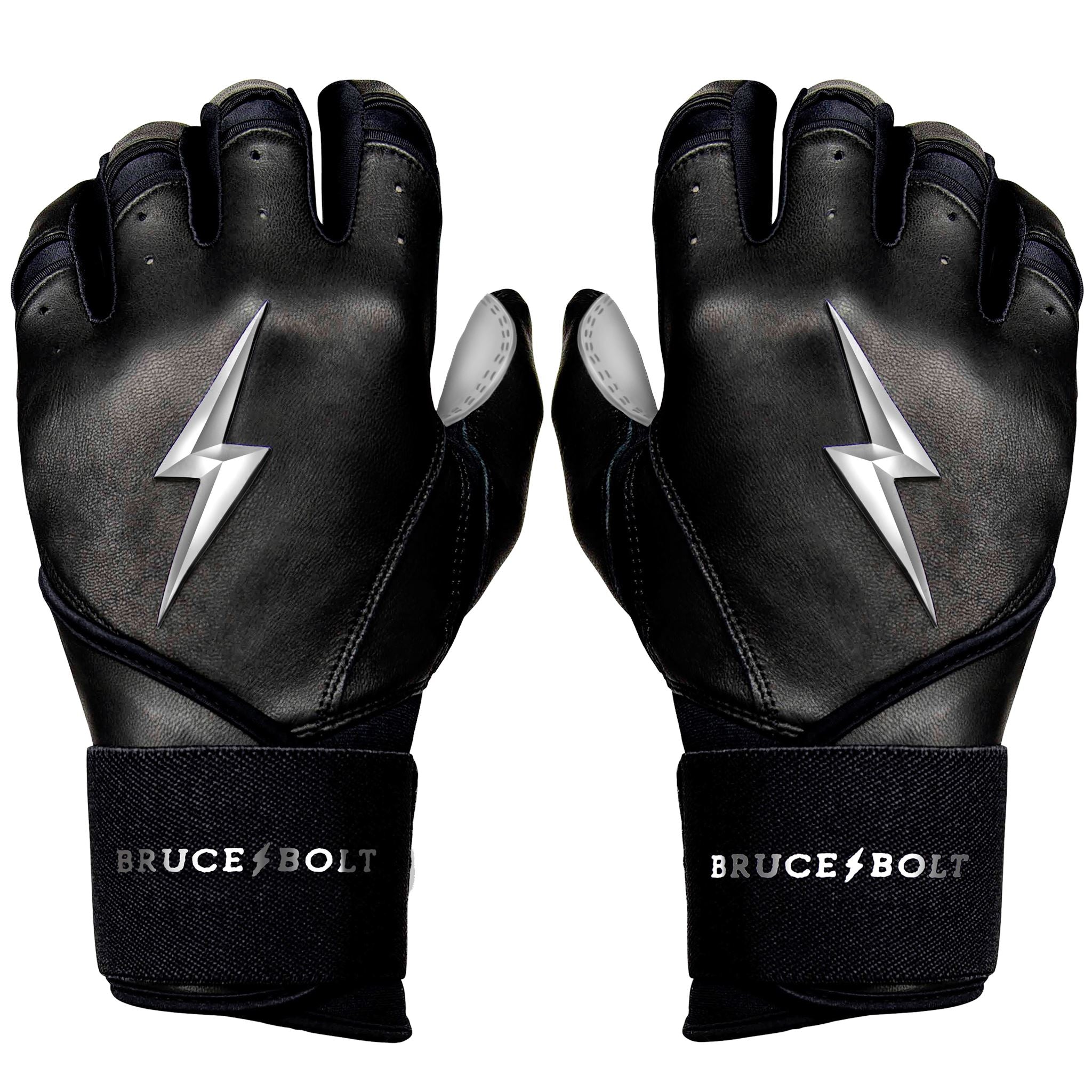 Image of PREMIUM PRO CHROME Series Long Cuff Batting Gloves | BLACK