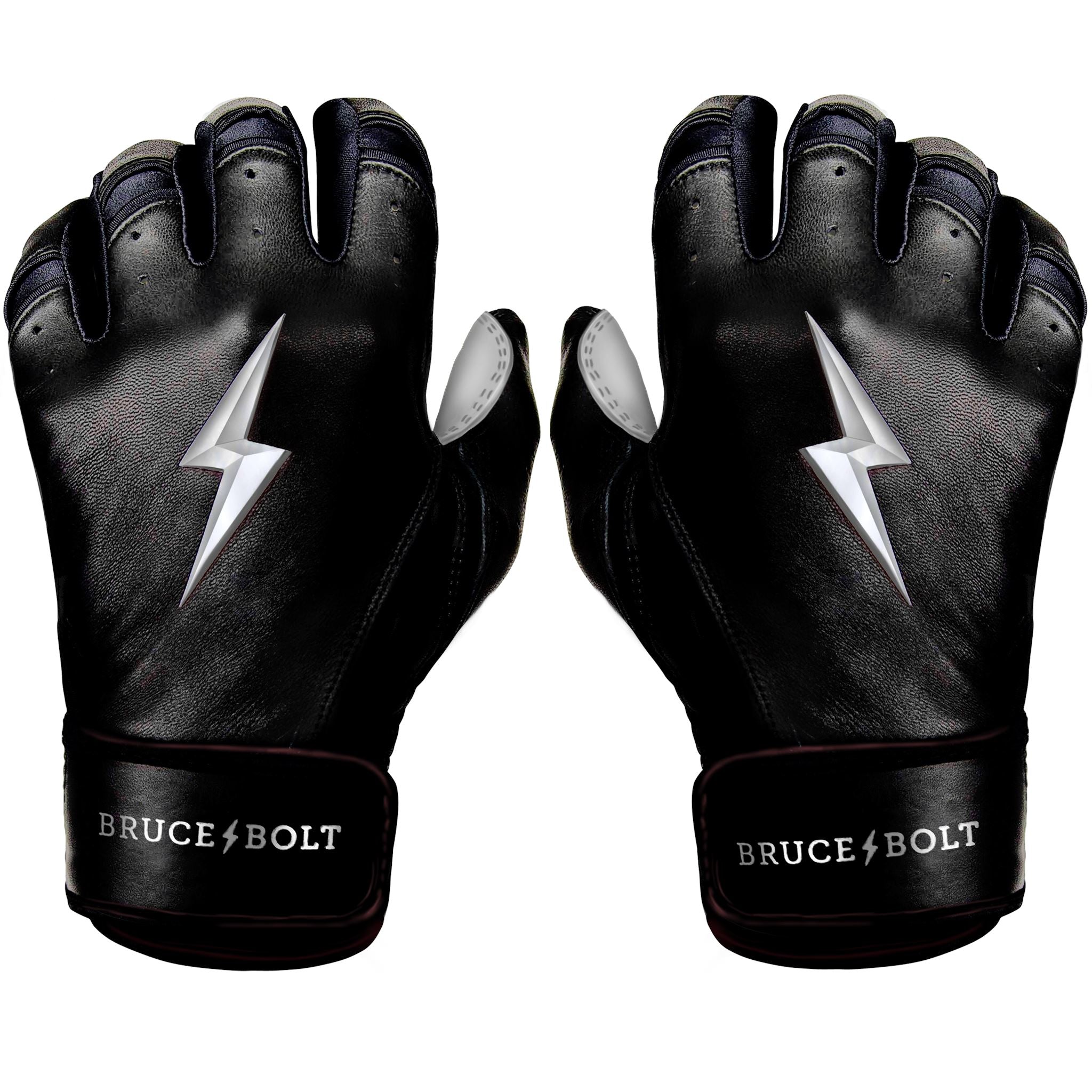 Image of PREMIUM PRO CHROME Series Short Cuff Batting Gloves | BLACK