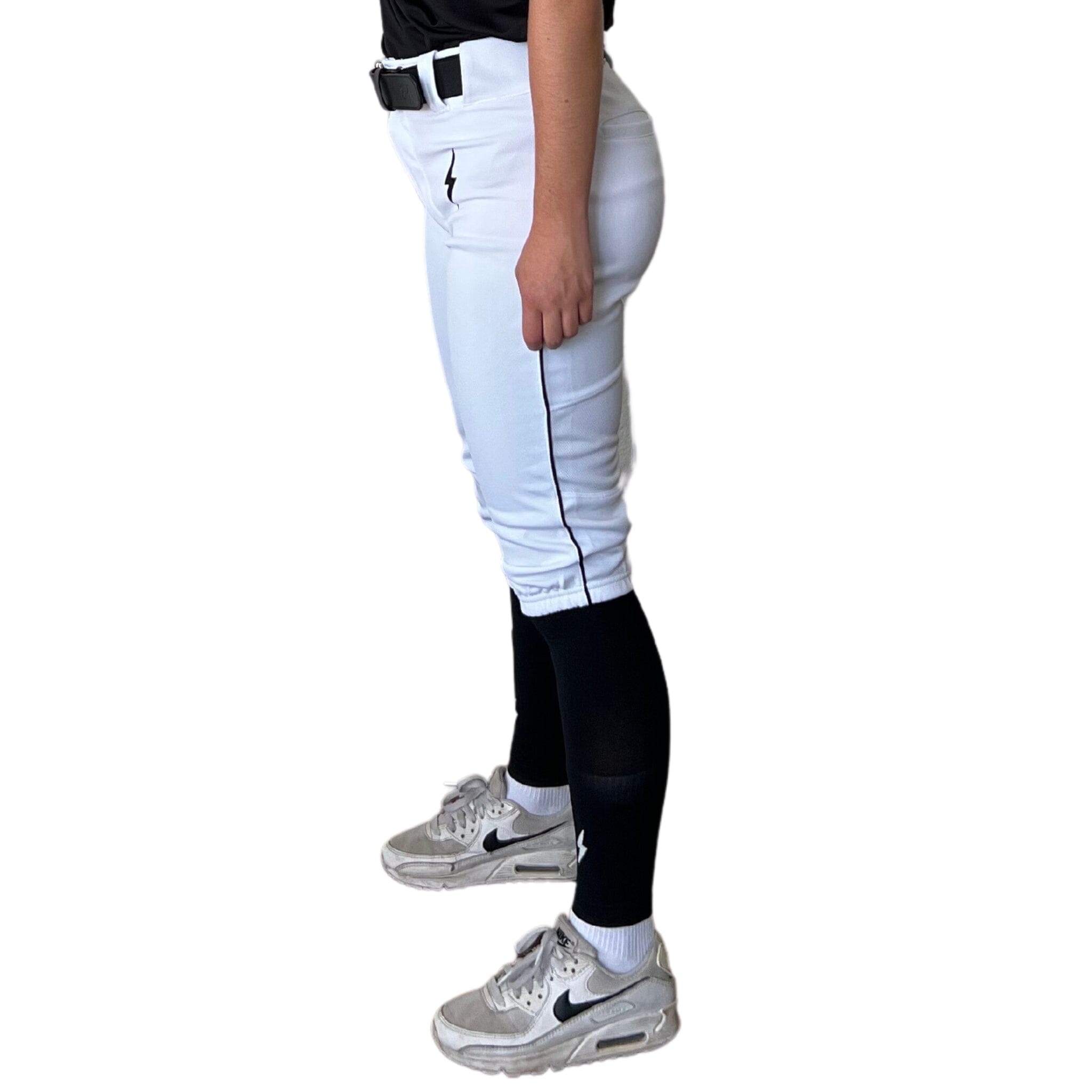 Image of BRUCE BOLT Premium Pro Softball Knicker - WHITE w/ Black