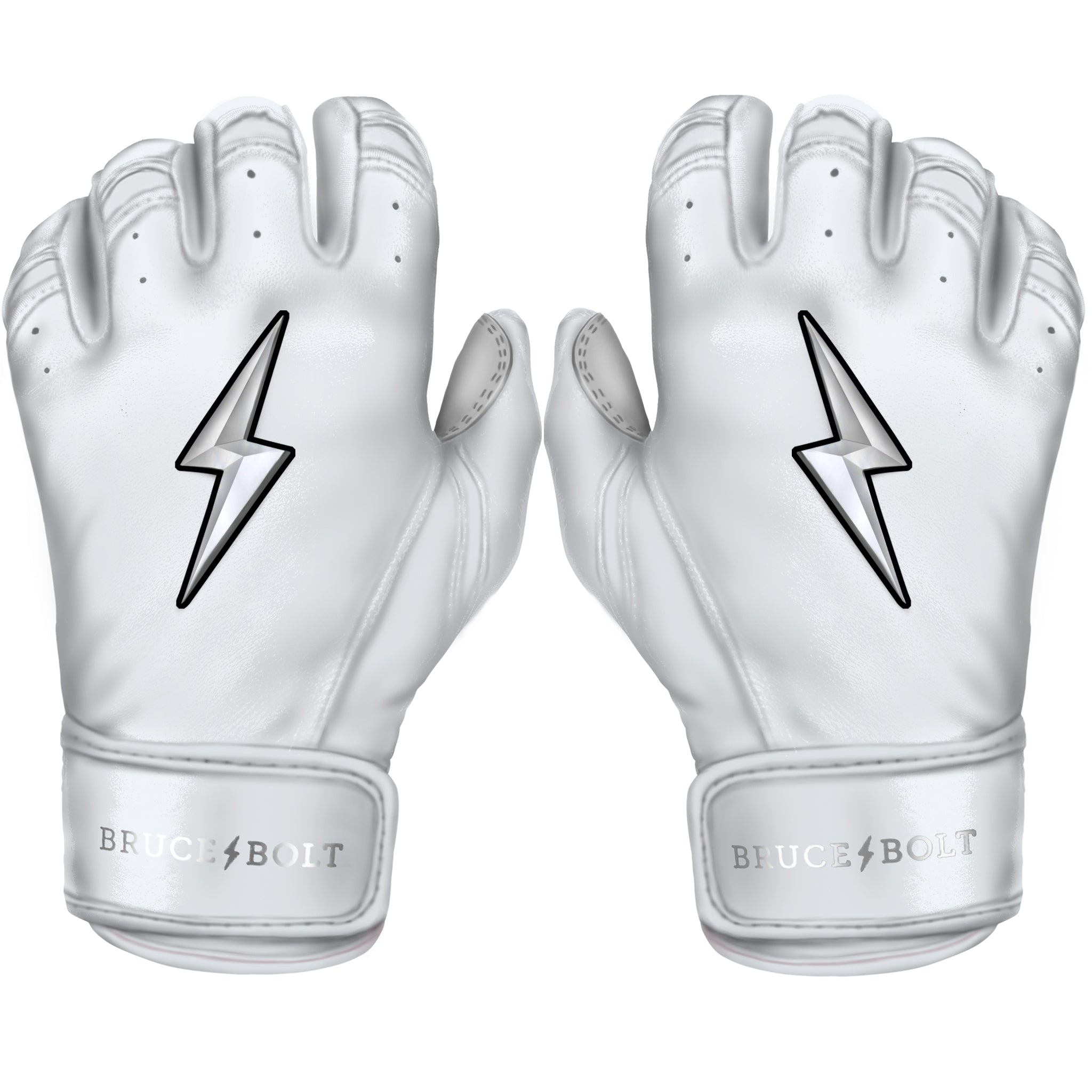 Image of PREMIUM PRO CHROME Series Short Cuff Batting Gloves | WHITE