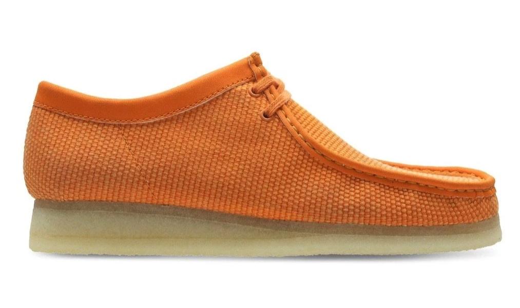 orange wallabee clarks