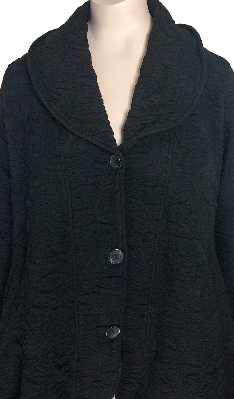 Kekoo Plus Size Black Embossed Coat / Jacket — FictionNewYork.com