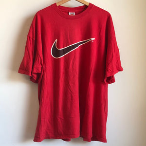 Nike Gray Tag Big Swoosh Red Tee Shirt
