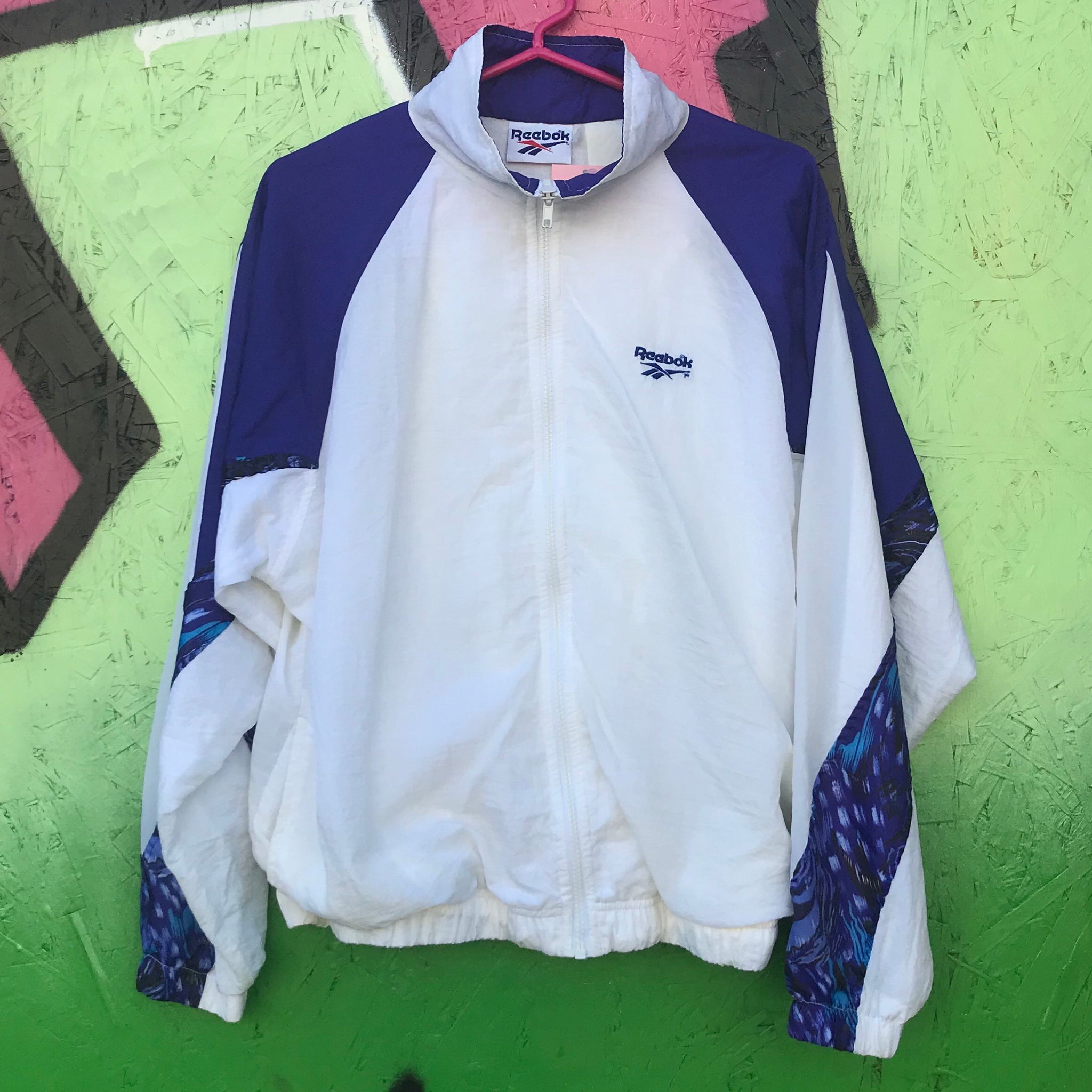 reebok white windbreaker