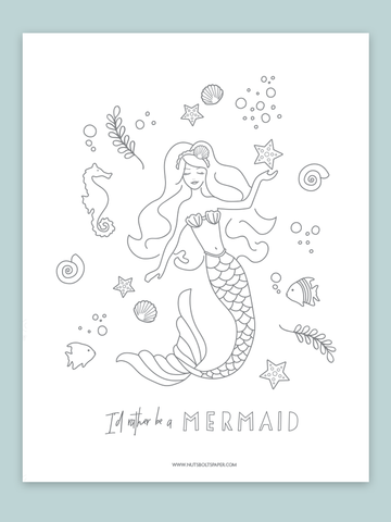 mermaid coloring page, free coloring page, download mermaid coloring