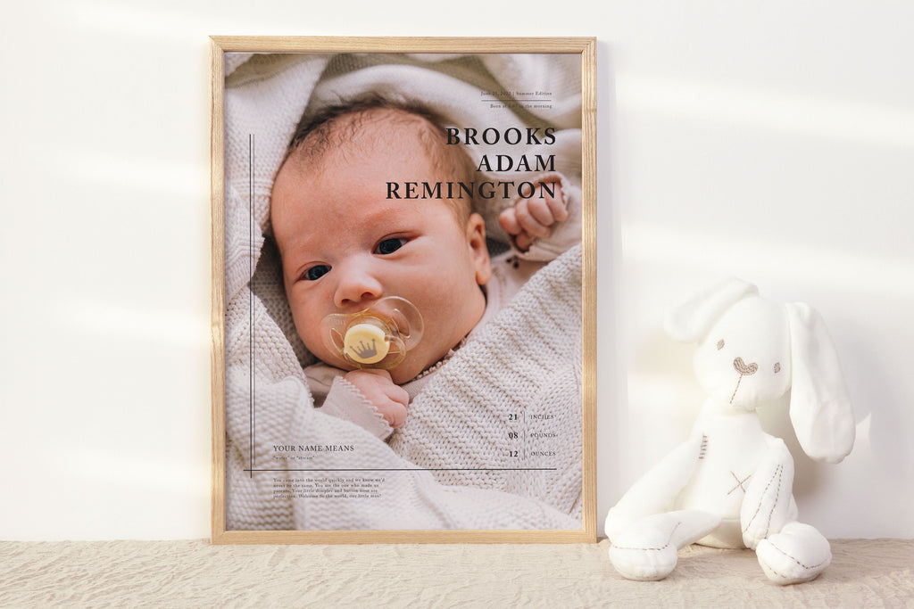 Baby Boy Photo Birth Record Stat Simple Modern Mug