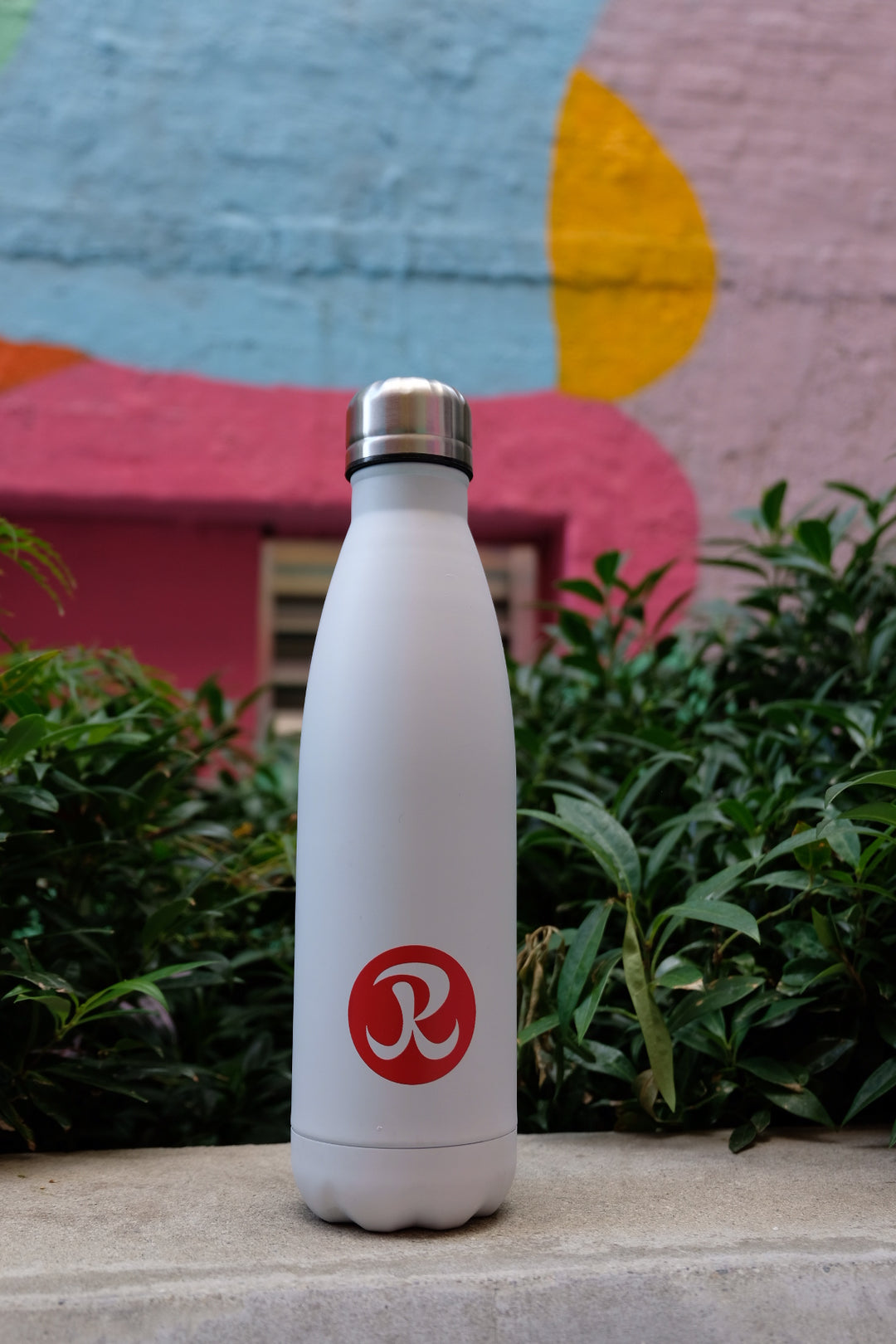 White stainless steel water bottle