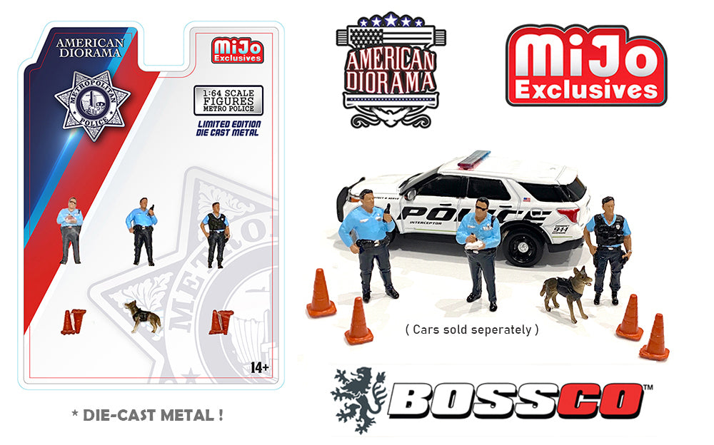 1/64 AMERICAN DIORAMA 8 PC. METRO POLICE FIGURE SET