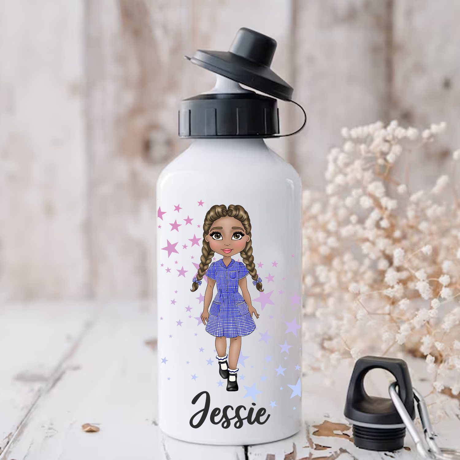 Personalised Girls Water Bottle School Girl Water Bottle Metal