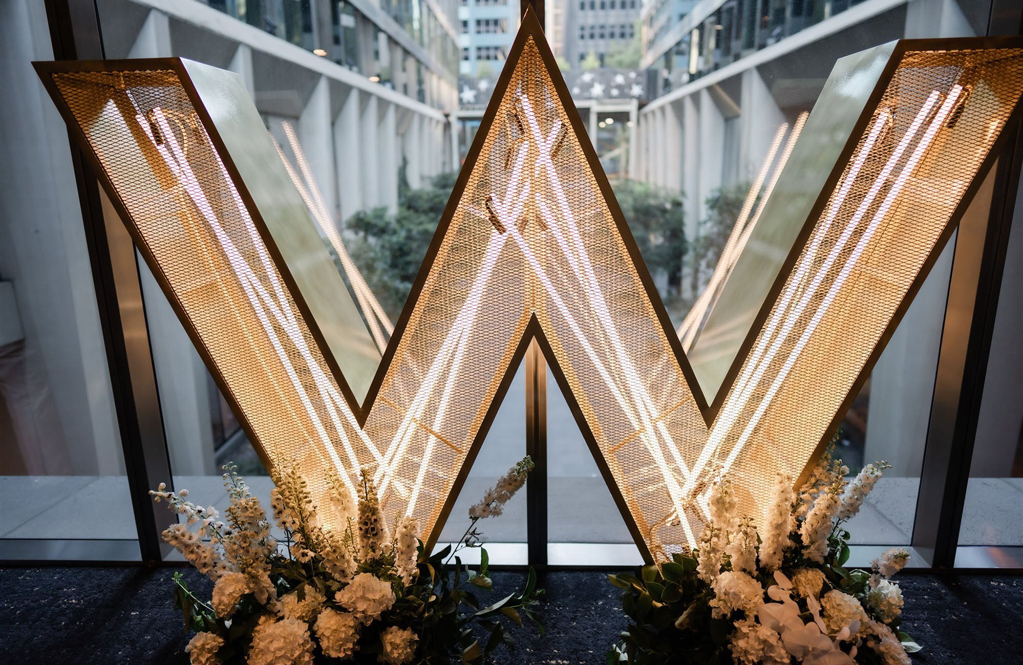 Wedding reception flowers at the W Hotel in Melbourne