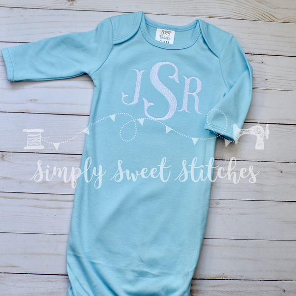 monogrammed infant gown